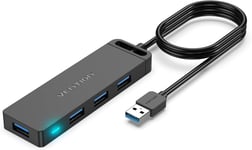 Hub Usb 3.0,Data Hub 4 Ports Usb 3.0 5Gbps Ultra Fin De 1M/3Ft-Câble Étendu Multi Data Hub Compatible Pour Macbook,Laptop,Surface Pro,Ps4,Pc,Clés Usb,Disques Durs Externes