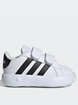 adidas Sportswear Infant Grand Court 2.0 Velcro Trainers - White/black, White/Black, Size 9 Younger