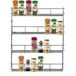 HomeZone Metal 4 Tier Spice Rack for Kitchen Wall or Cupboards Display Case Handy Shelving for Herbs & Spices Holds up to 32 Jars Shelf Strong Stable