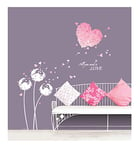 Ambiance Sticker Autocollant Muraux Décoration Adhésifs Coeur en Fleur Rose Sticker Murale pour Bébé, Chambre d'enfant et Salon - H50 x L70 cm