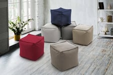 Talamo Italia - Pouf Annalaura, Pouf multifonctionnel, Fauteuil relaxant en tissu rembourré, 100% Made in Italy, 45x45h45 cm, Beige