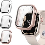 Pcs skärmskydd kompatibel med Apple Watch Series 6/5/4/SE med härdat glas stöttåligt fodral för iWatch 44mm 44mm 44mm Transparent rose gold starlight