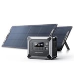 VDL Générateur Électrique Portable 2400W/2048Wh avec 2xPanneaux Solaires Pliables 200W, Générateur Solaire, LiFePO4 Batterie Générateur, 3x230V Pure Sine Wave CA Outlet pour UPS, Extérieur, Camping