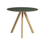 HAY - CPH20 2.0 Table Lacquered Oak Frame Ø90 X H74  Green Linoleum Tabletop Lacquered Edge - Ruokapöytä - Ronan & Erwan Bouroullec - Vihreä - Puu