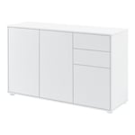 Commode Paarl avec 2 Tiroirs 3 Portes 74 x 117 x 36 cm Blanc Brillant en.casa