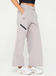 UNDER ARMOUR Womens Lifestyle Unstoppable Woven Wide Leg Pants - Grey, Grey, Size Xl, Women