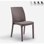Chaise en polyrotin empilable pour bar jardin intérieur extérieur Virginia Bica Couleur: Beige