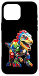 Coque pour iPhone 16 Pro Max Jeu de briques T-Rex pour les amateurs de dinosaures