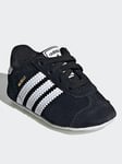 adidas Originals Baby Gazelle Crib Trainers - Black/white, Black/White, Size 3 Younger