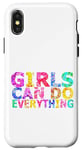 Coque pour iPhone X/XS Message positif amusant « Girls Can Do Everything »