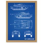 Artery8 M1 Abrams American Main Battle Tank Blueprint Plan Artwork Framed Wall Art Print A4