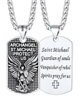 FaithHeart Archangel Michael Pendant Necklaces, 925 Sterling Silver Saint Michael Dog Tag Jewellery, Talisman Amulet Gifts