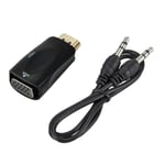 Black -with cable Convertisseur de câble audio compatible HDMI vers VGA, convertisseur de câble audio 1080P, prise jack 3.5mm, PC, ordinateur portable, boîtier TV, écran d'ordinateur ""Nipseyteko