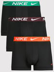 Nike 3pk Trunk Boxers- Black/multi Waistband, Black, Size M, Men