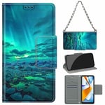 Coque pour Xiaomi Redmi 10C,[Chaine métallique Bandouliere Collier Corde] Pochette Protection Etui Housse Premium en Cuir PU,Fermeture Magnétique,Flip Case Compatible avec Redmi 10 Power/Poco C40