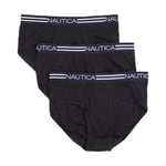 Nautica Men's Classic Cotton 3-Pack Fly Front Briefs, 3 Pack Black, M