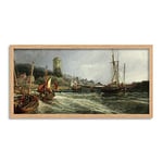 Artery8 Bough Dysart Harbour Scotland 1854 Painting Framed Wall Art Print Long 25X12 Inch