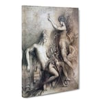 Hesiod And The Muse By Gustave Moreau Classic Painting Canvas Wall Art Print Ready to Hang, Framed Picture for Living Room Bedroom Home Office Décor, 24x16 Inch (60x40 cm)