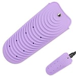 Heat Resistant Silicone Mat Pouch for Hair Straightener, Non-Slip Travel Pad Cover for Curling & Flat Iron, Portable Styling Heat Mat Holder for Curler Wand and Hot Waver (Purple)