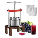 VEVOR YZQ-2L 0.53 Gallon/2L, 2 Stainless Steel Barrels, Manual Juice Maker, Cider Apple Grape Tincture Vegetables Honey Olive Oil Making Press with T-Handle & Stable Base for Kitchen, Home, Silver