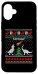 Coque pour iPhone 16 Plus Pull de Noël avec motif dinosaure moche