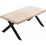 Table basse relevable en bois et métal coloris chêne nordique noir - longueur 120 x profondeur 66 x hauteur 47-62 cm - PEGANE-