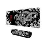 Japanese Dragon Large Gaming Mousepad XXL Keyboard Gamer Musmatta på bordet Speed Skrivbordsmatta Anime 900x400 700X300 Musmattor Brown 250x290x2mm