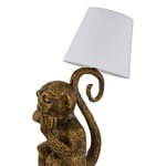 Litecraft Maurice Table Lamp Monkey Styled Base With White Fabric Shade - Gold