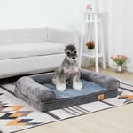 Panier Chien Grande Taille Canapé Lit pour Grand Chien Lavable Coussin Apaisant en Éponge et Peluche Ultra-Doux avec Bord Rembouré pour Animal