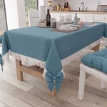 PETTI Artigiani Italiani - Nappe de Table, Nappe de Table, Nappe de Cuisine rectangulaire avec Dentelle Sangallo et nœuds, Nappe de Table Couleur Unie en Coton, X12 Places (140 x 240 cm) Avion