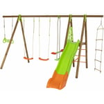 Trigano - Balançoire en bois poutre métal 2,30 m Techwood Premium octavo - 8 enfants