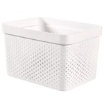 CURVER Panier de rangement Infinity 17L 100% Recyclé - Rangement Multiusage, Empilable et Emboîtable - 35,5 x 26,2 x 21,9 cm -Blanc