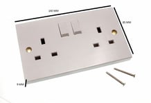 Double Wall Electric 13 Amp Plug Socket Switched 2 Gang Pack Of 20