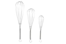 Zenker Set of 3 Wire Whisks, Stainless Steel, Small Medium & Large, Manual Egg Whisk, Baking Whisk, Pack of 3 Balloon Whisks for Cooking Whisking Beating & Stirring, Coil Handle & Hanging Loop, Silver