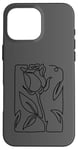 Coque pour iPhone 16 Pro Max Rose noire abstraite dessin minimaliste Line Art