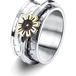 Rostfritt stål blomma snideri spinner ring Daisy Fidget band ringar måne stjärna onda ögon kors ångest ring för kvinnor män-US7