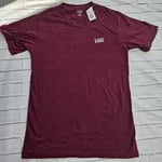 Vans Men's Mini Script T-Shirt Size XS Burgundy Red 100% Cotton Crew Neck