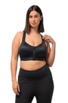 Ulla Popken Women's Sport-BH, ohne Bügel, Front-und Rückenverschluss Bra, Schwarz, 48 C