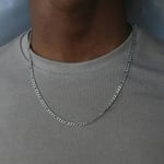 2023 Fashion Klassisk Figaro Kedjekedja Halsband Män Rostfritt Stål Lång Halsband För Män Kvinnor Kedjesmycken silver 20 tum (50 cm)