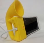 YELLOW Portable Silicon Horn Amplifier Loud Speaker Desk Stand Apple iPhone 5 5S