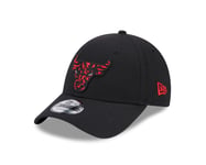 NEW ERA CHICAGO BULLS BASEBALL CAP.9FORTY INFILL BLACK BASKETBALL STRAP HAT W23