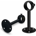 Jeu de 2 supports de tringle à rideau noirs robustes pour tringle de plafond, supports de tringle à rideau en acier inoxydable de 25 mm, supports de