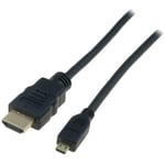 Cable hdmi 1.4 prise male micro hdmi prise male 2m - Noir