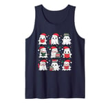 Ghosts Wearing Santa Hats Reading Books Christmas Book Lover Tank Top