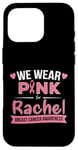 Coque pour iPhone 16 Pro Ruban rose « We wear pink » pour Rachel, soutien contre le cancer du sein