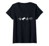 Womens Air Hockey Table Heartbeat Heart Air Hockey Player V-Neck T-Shirt