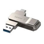 Lexar D40E 64GB Dual Drive USB 3.2 Gen 1 Type-C Jump Drive, USB-C Flash Drive Metal Housing Swivel Design Thumb Drive (LJDD40E064G-BNSNG)