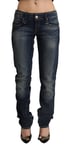 ACHT Jean Bleu Foncé Délavé Coton Jeans Skinny Taille Basse Pantalon W26