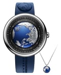 CIGA Design Montre Automatique Homme - Blue Planet Édition Jour de la Terre Titane Recyclé Série U Montre avec Bracelet en Caoutchouc Fluoré