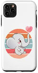 Coque pour iPhone 11 Pro Max Éléphant blanc dessin animé mignon attachant animal de coeur